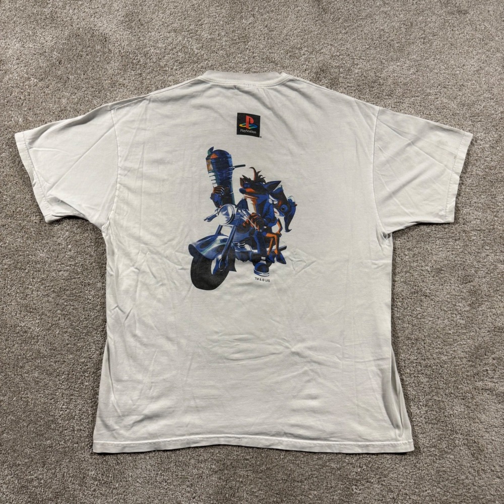 Vintage Crash Bandicoot 3 Warped PlayStation T-Shirt Hanes Beefy-T Mens XL White